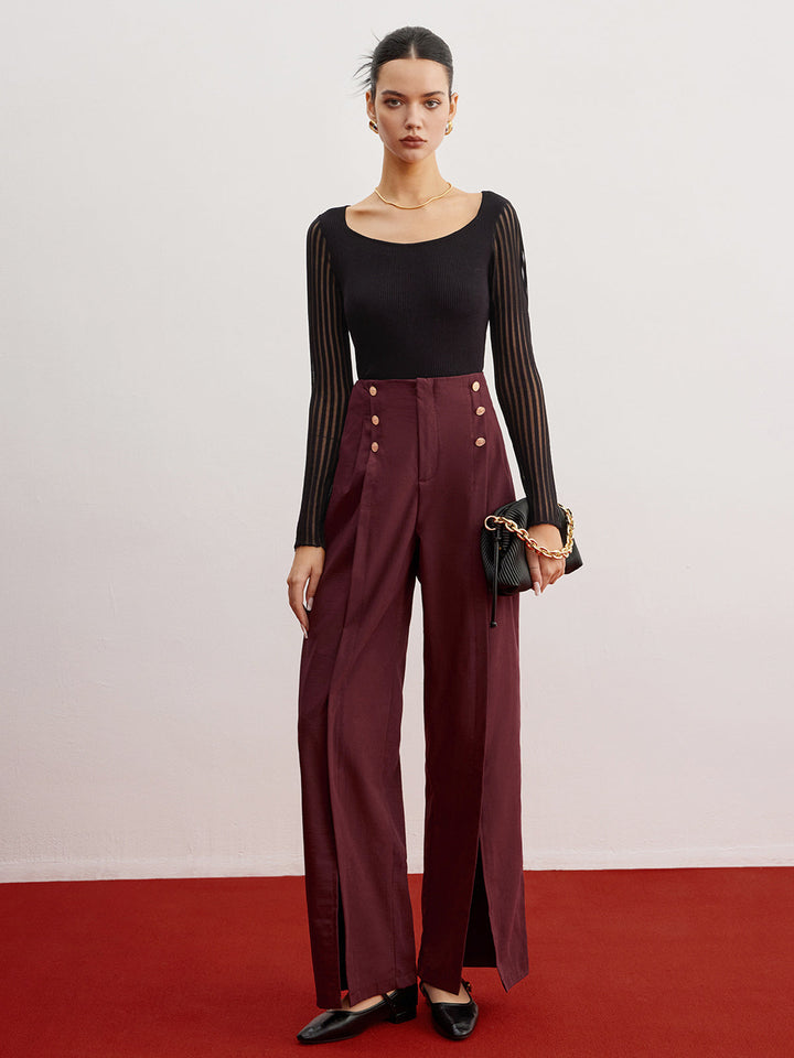 Ribbed Sheer Sleeve Sweater  Liora Lane Boutique Sweaters