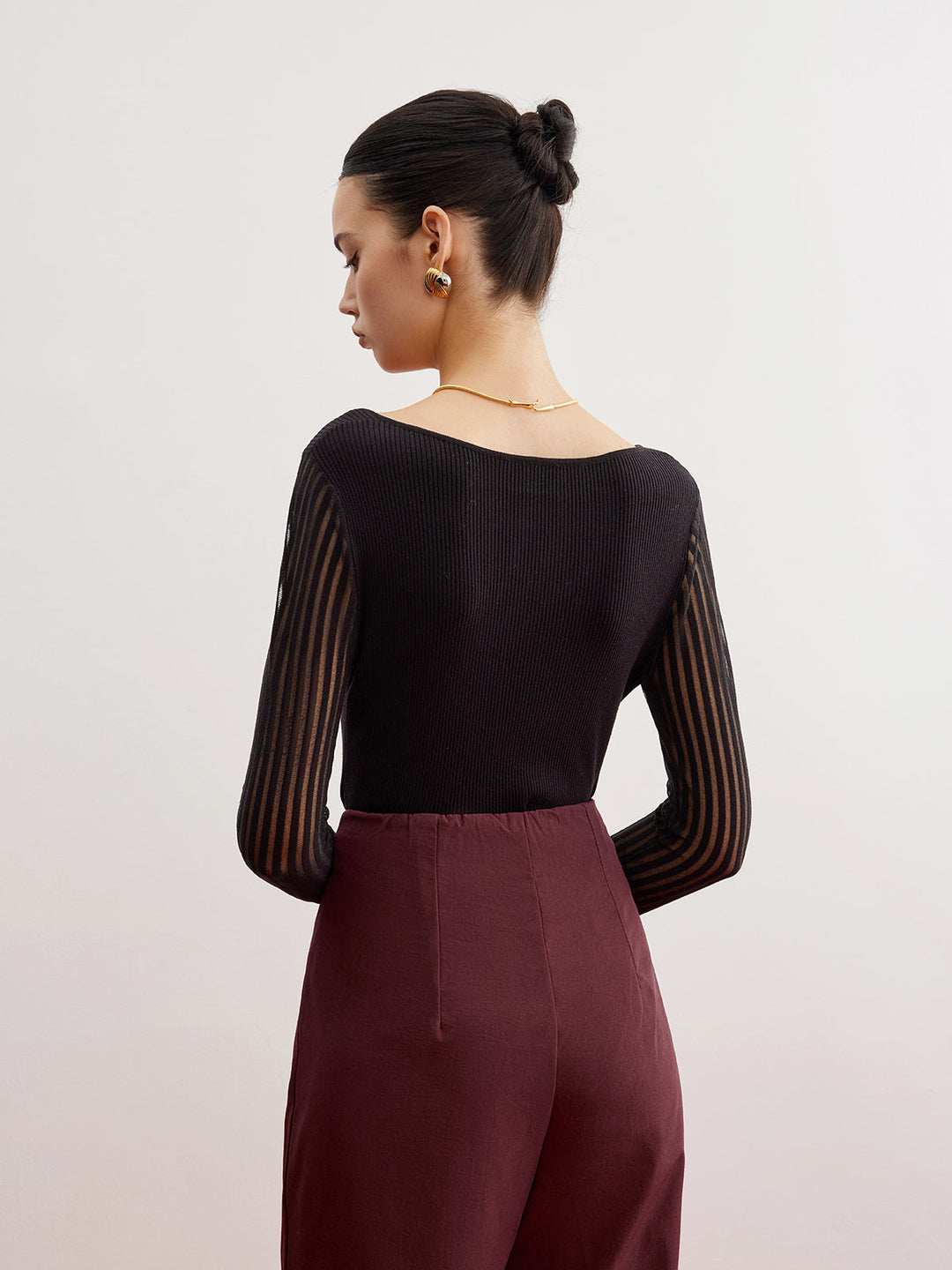 Ribbed Sheer Sleeve Sweater  Liora Lane Boutique Sweaters