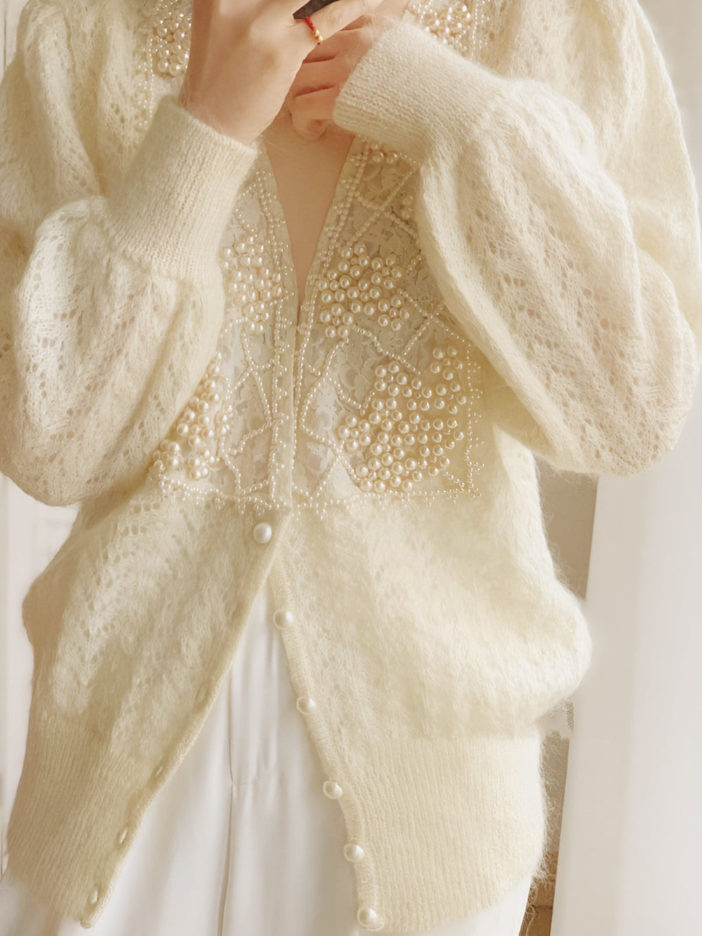 Romance Pearl Beaded Cardigan  Liora Lane Boutique Cardigans
