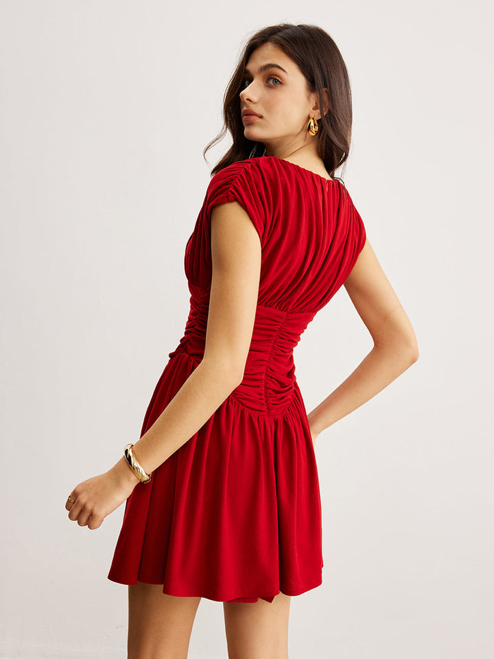 Elegant Pleated Ruffle Dress  Liora Lane Boutique Dresses