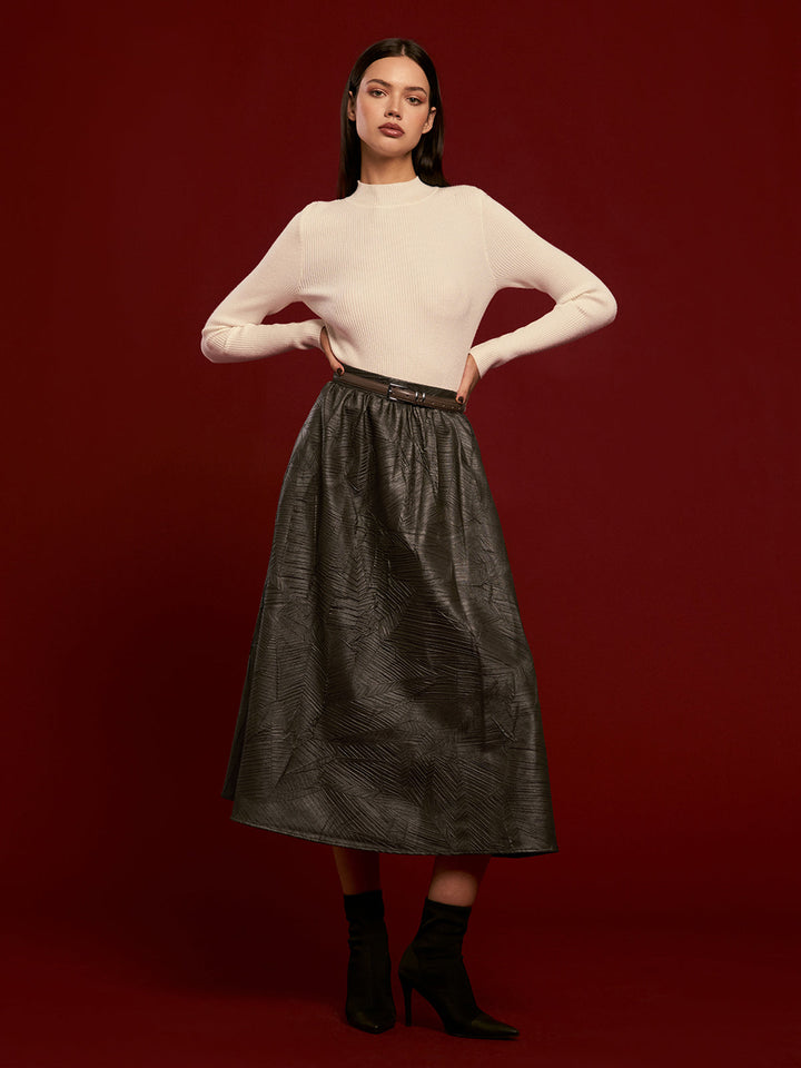 Retro Faux Leather Skirt Without Belt  Liora Lane Boutique Skirts