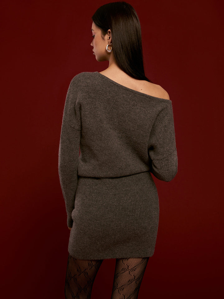 Wool-Blend Asymmetrical Sweater Dress  Liora Lane Boutique Sweater Dresses