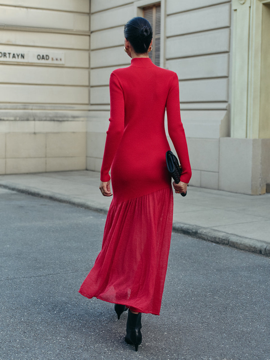 Mock Neck  Pleated Panel Sweater Dress  Liora Lane Boutique Sweater Dresses