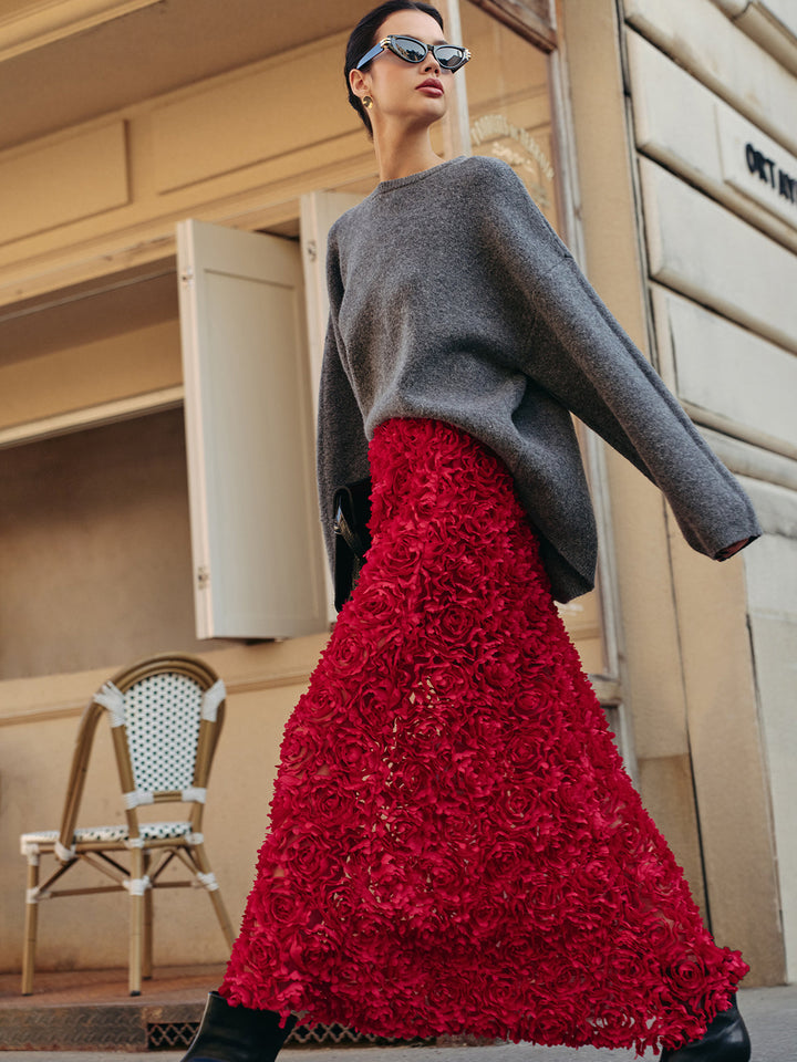 High-Waist Rosette Skirt  Liora Lane Boutique Skirts