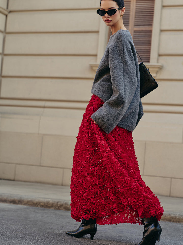 High-Waist Rosette Skirt  Liora Lane Boutique Skirts