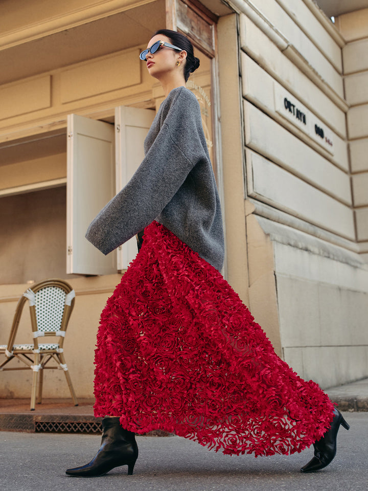 High-Waist Rosette Skirt  Liora Lane Boutique Skirts