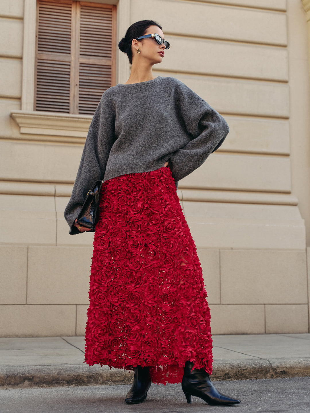 High-Waist Rosette Skirt  Liora Lane Boutique Skirts