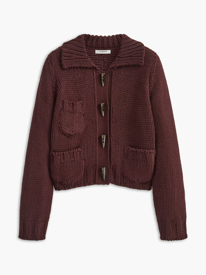 Button Down Lapel Soft Cardigan  Liora Lane Boutique Cardigans Burgundy / L 84.99