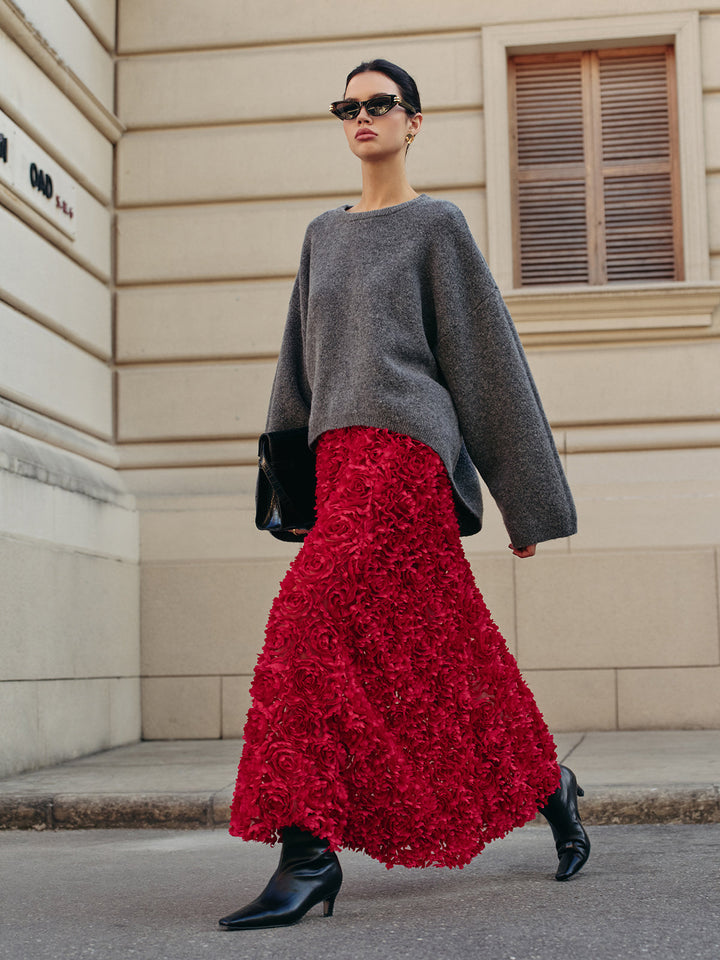 Wool-Blend Oversized Plain Pullover Sweater  Liora Lane Boutique Sweaters