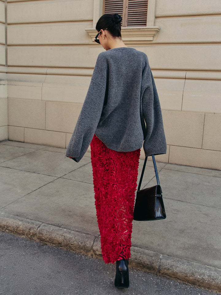 Wool-Blend Oversized Plain Pullover Sweater  Liora Lane Boutique Sweaters