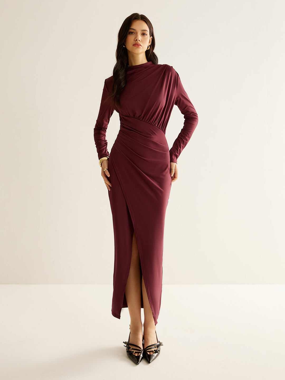 Elegant Pleated Split Dress  Liora Lane Boutique Dresses
