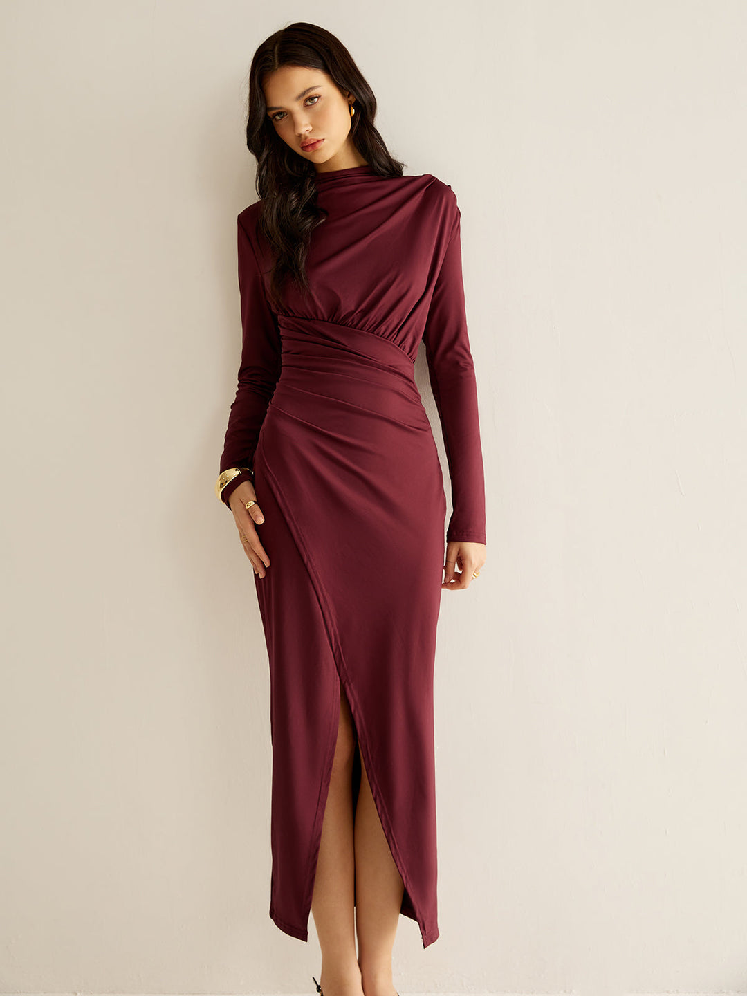 Elegant Pleated Split Dress  Liora Lane Boutique Dresses