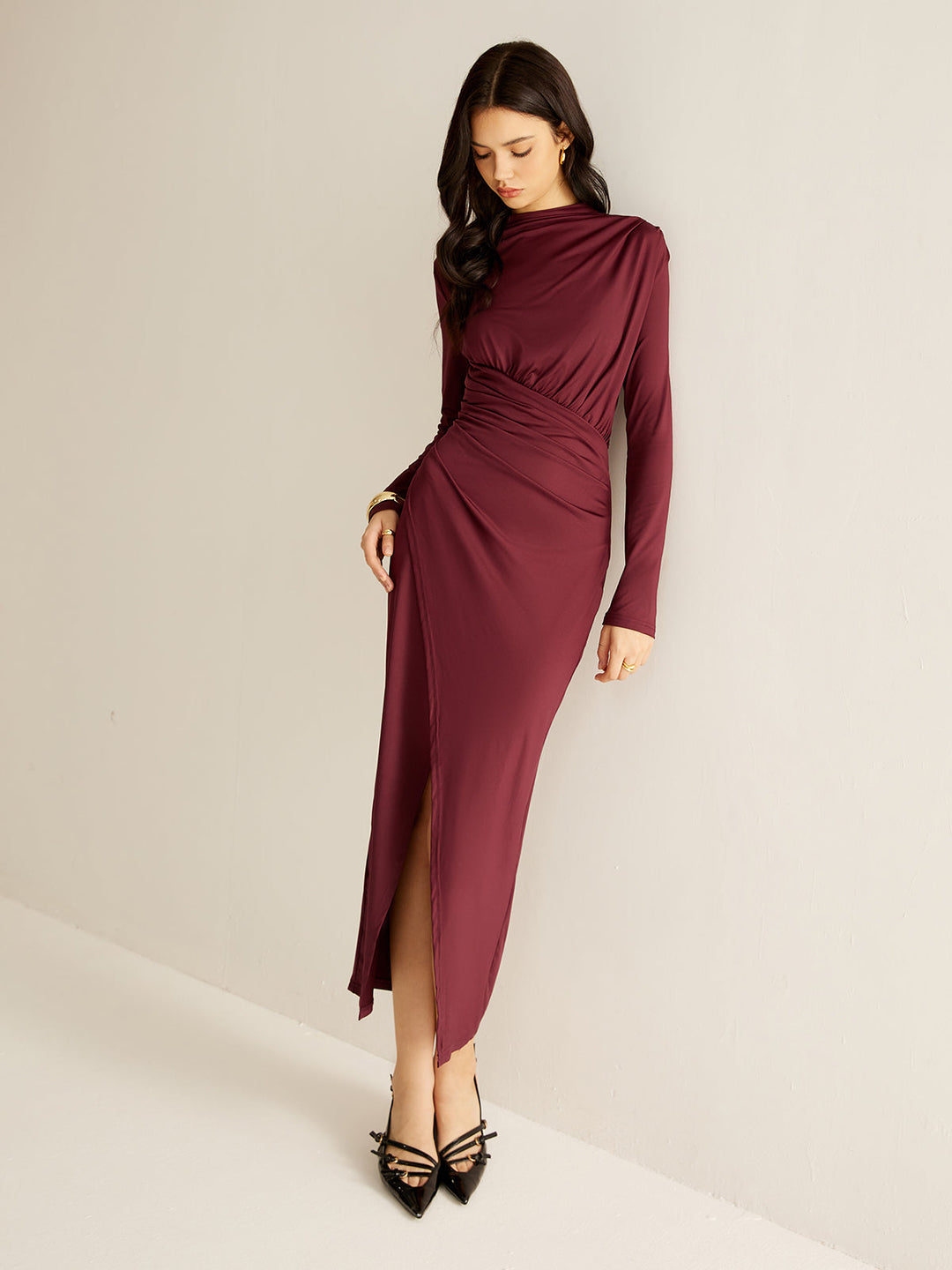 Elegant Pleated Split Dress  Liora Lane Boutique Dresses