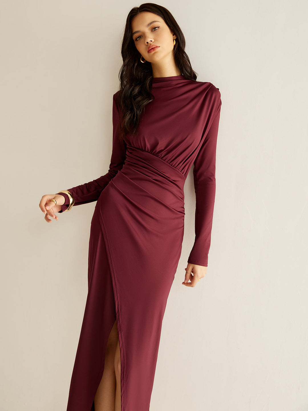 Elegant Pleated Split Dress  Liora Lane Boutique Dresses