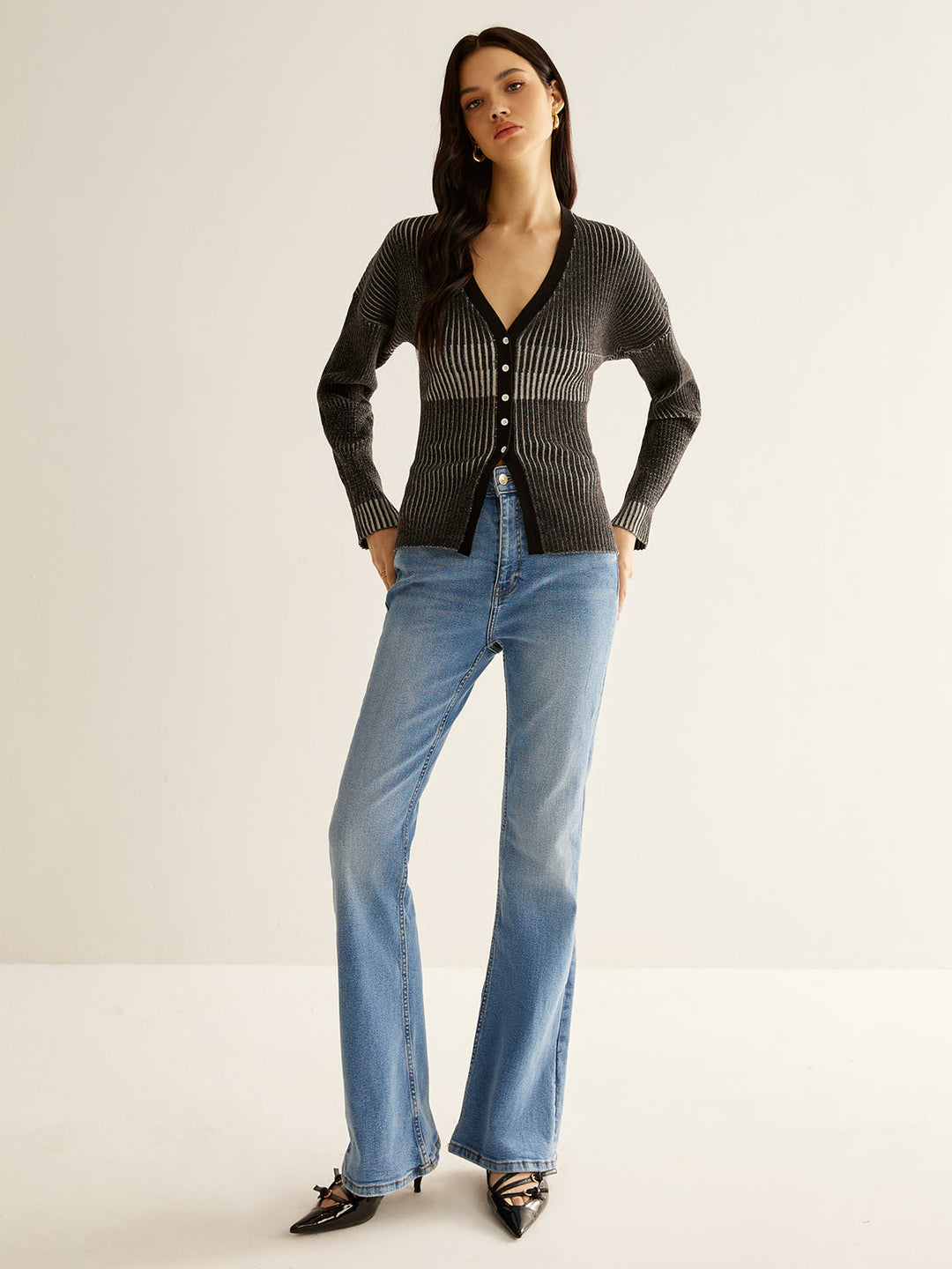 Ombre Button Slim Cardigan  Liora Lane Boutique Cardigans
