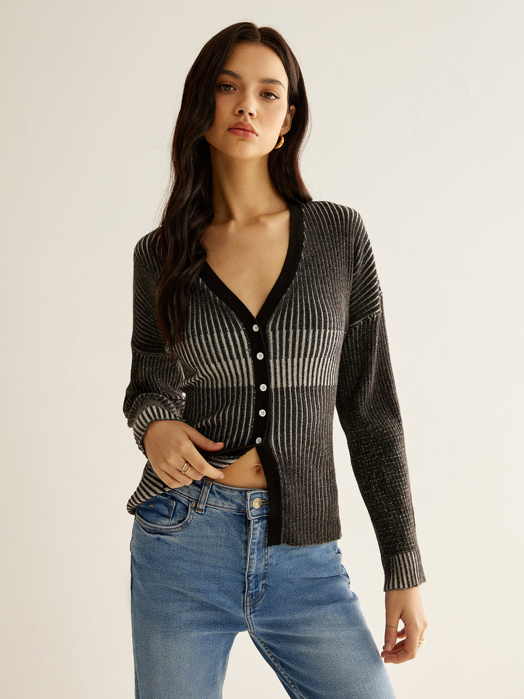 Ombre Button Slim Cardigan  Liora Lane Boutique Cardigans