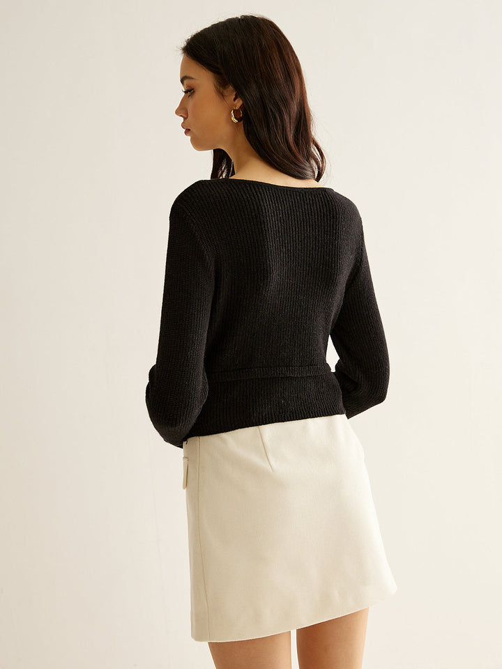 V-Neck Metal Detail Sweater  Liora Lane Boutique Sweaters