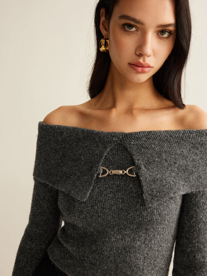 Off-Shoulder Crop Knit Top  Liora Lane Boutique Knit Tops