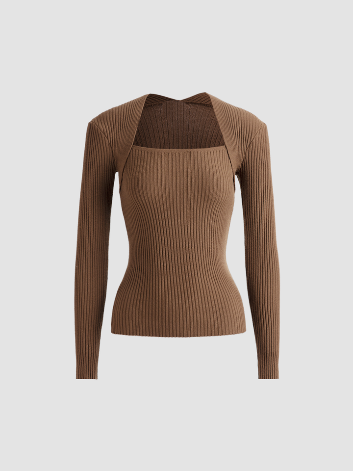 Bronzework Knitted Ribbed Pullover Sweater  Liora Lane Boutique Sweaters Coffee / XL 89.99