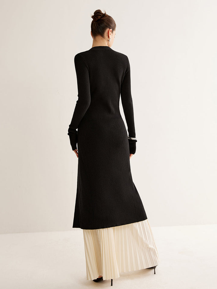 Metal Decor Split Knit Long Top  Liora Lane Boutique Knit Tops