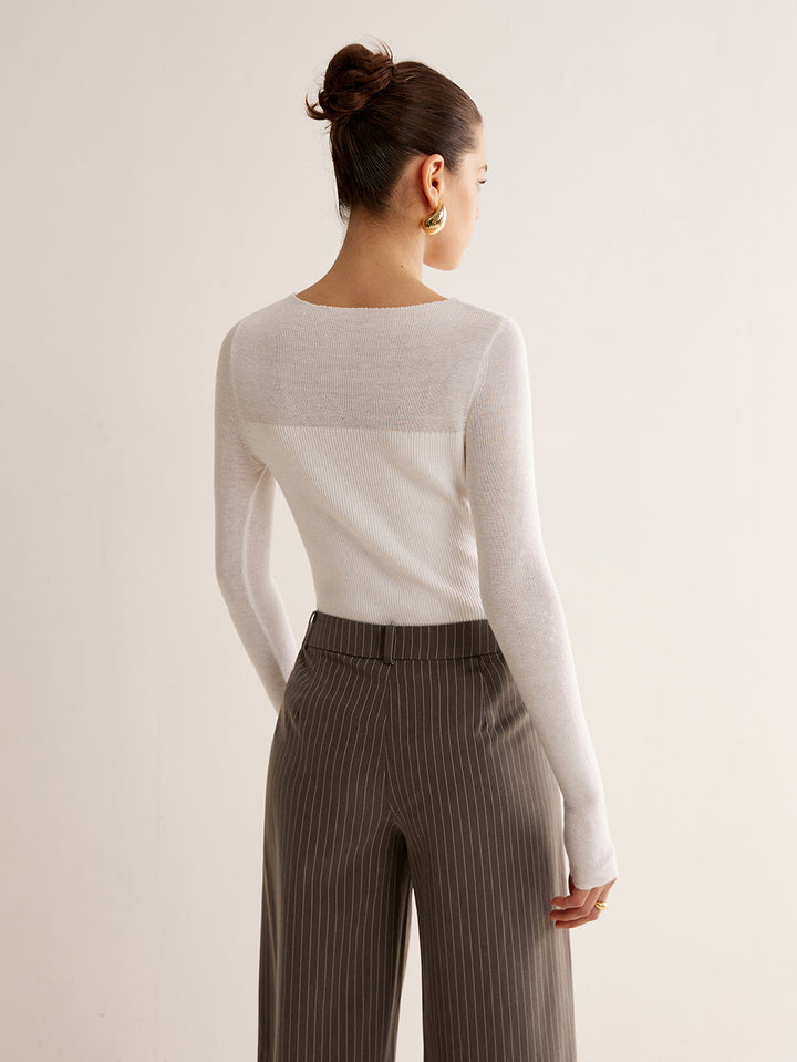 Wool-Blend Panel Slim Sweater  Liora Lane Boutique Sweaters