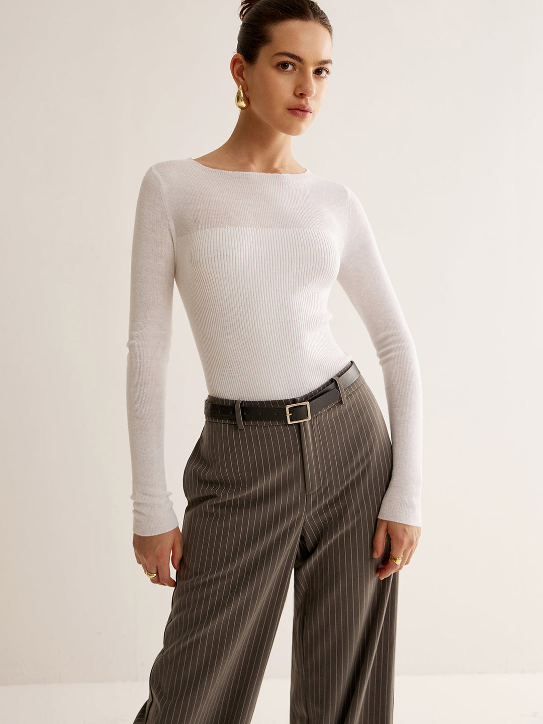 Wool-Blend Panel Slim Sweater  Liora Lane Boutique Sweaters