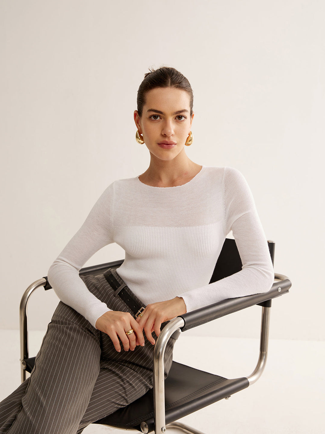 Wool-Blend Panel Slim Sweater  Liora Lane Boutique Sweaters