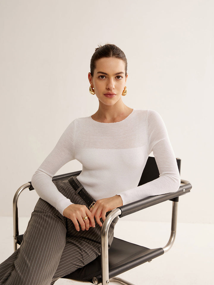 Wool-Blend Panel Slim Sweater  Liora Lane Boutique Sweaters