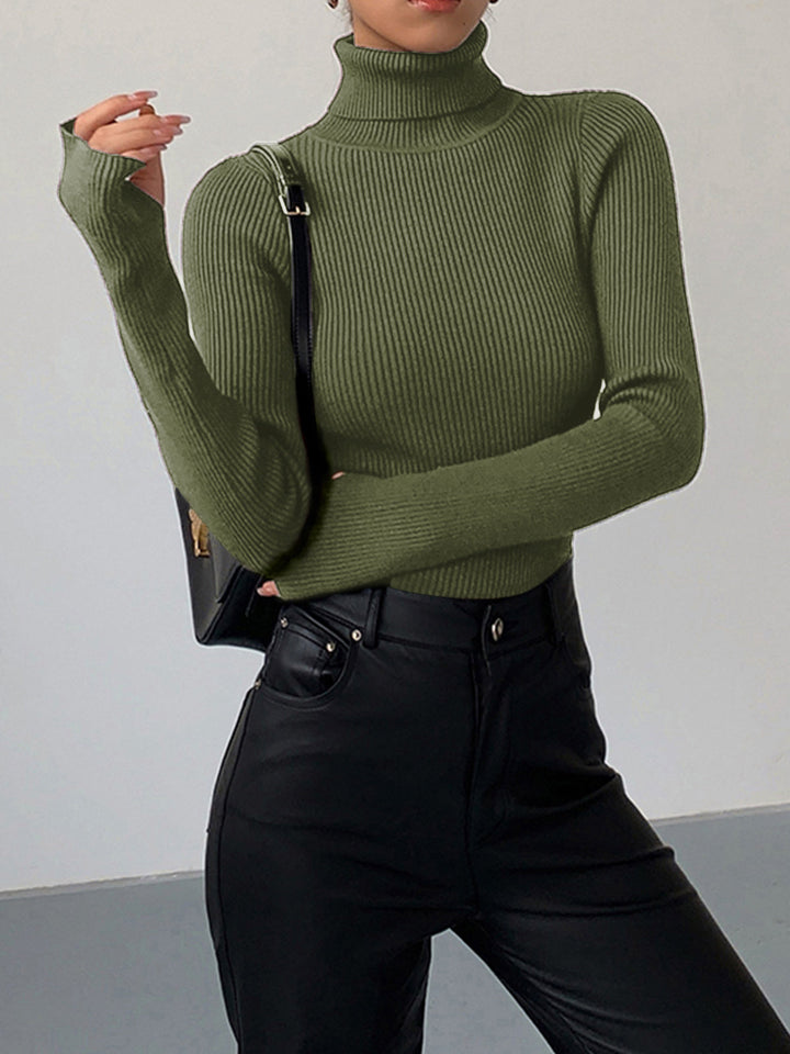 Minimalist Turtleneck Slim Knit Top  Liora Lane Boutique Knit Tops ArmyGreen / XL 39.00