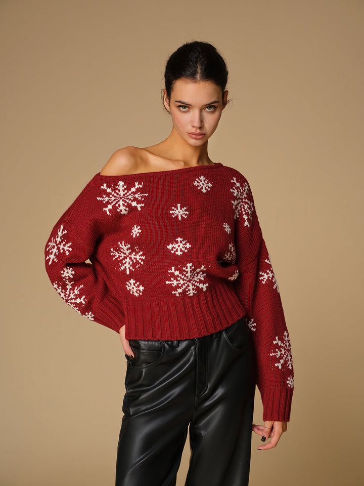 Asymmetrical Snowflake Knit Top  Liora Lane Boutique Knit Tops