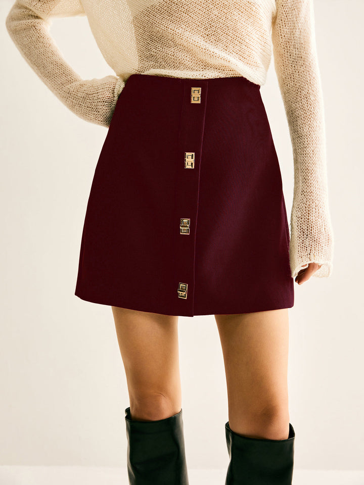 Metal-Decor Zipper Mini Skirt  Liora Lane Boutique Skirts