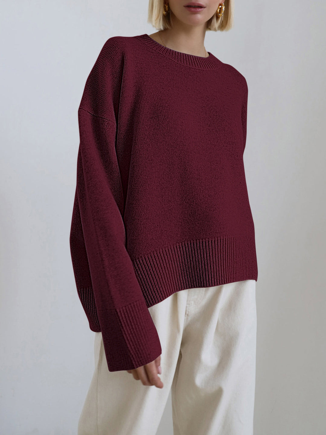 Candyfloss Oversized Pullover Sweater  Liora Lane Boutique Sweaters Burgundy / XL 45.00