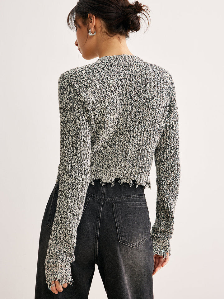 Raw Hem Button Slim Knit Top  Liora Lane Boutique Knit Tops