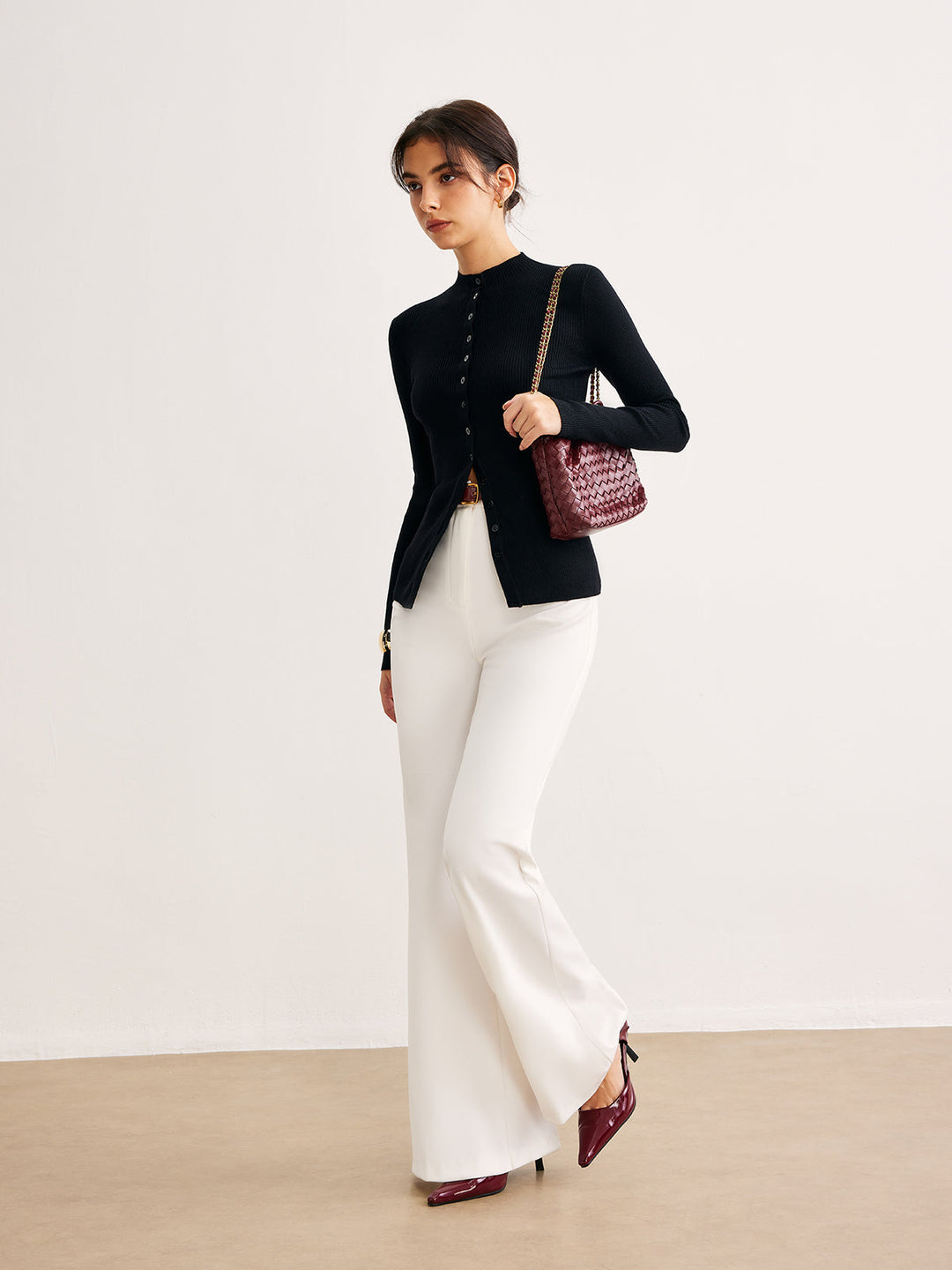 Button Down Skinny Knit Top  Liora Lane Boutique Knit Tops