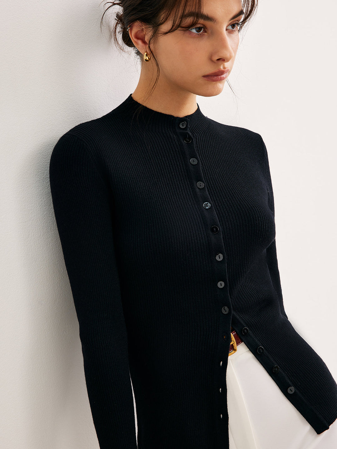 Button Down Skinny Knit Top  Liora Lane Boutique Knit Tops