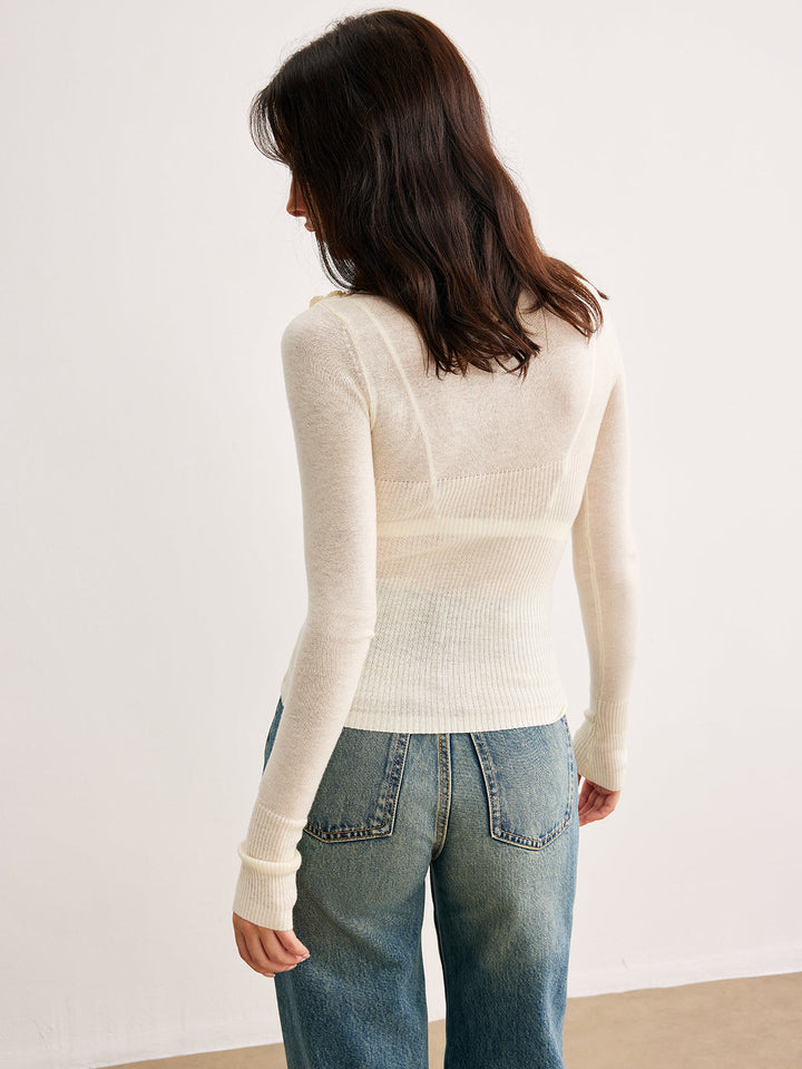 3D Flower Semi-Sheer Knit Top  Liora Lane Boutique Knit Tops