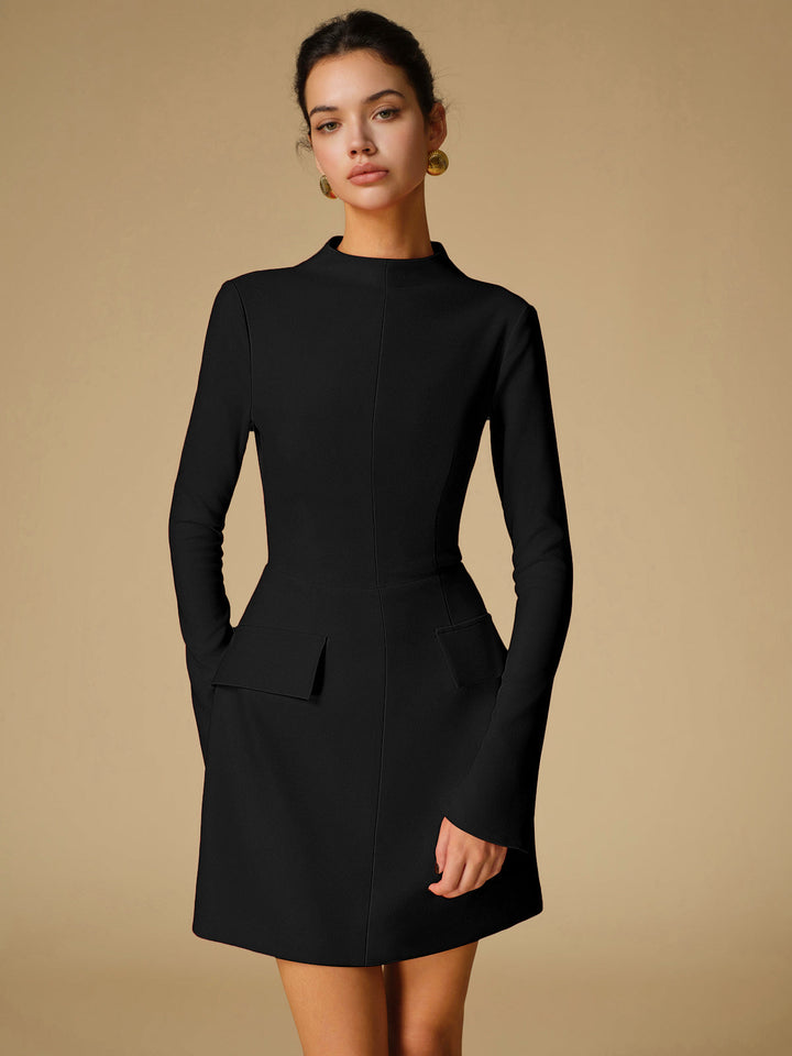 Minimalist Plain Mock Neck Dress  Liora Lane Boutique Dresses