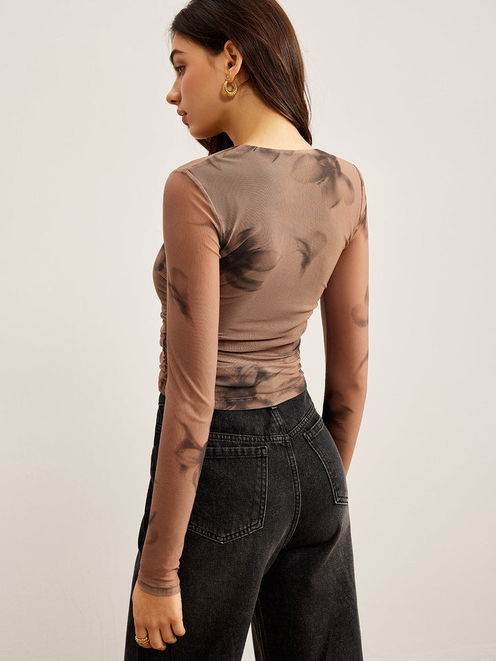 Tye Dye Floral Printed Mesh T-Shirt  Liora Lane Boutique T-Shirts