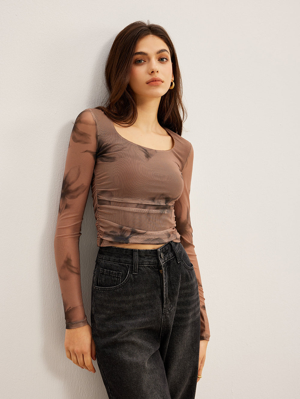 Tye Dye Floral Printed Mesh T-Shirt  Liora Lane Boutique T-Shirts