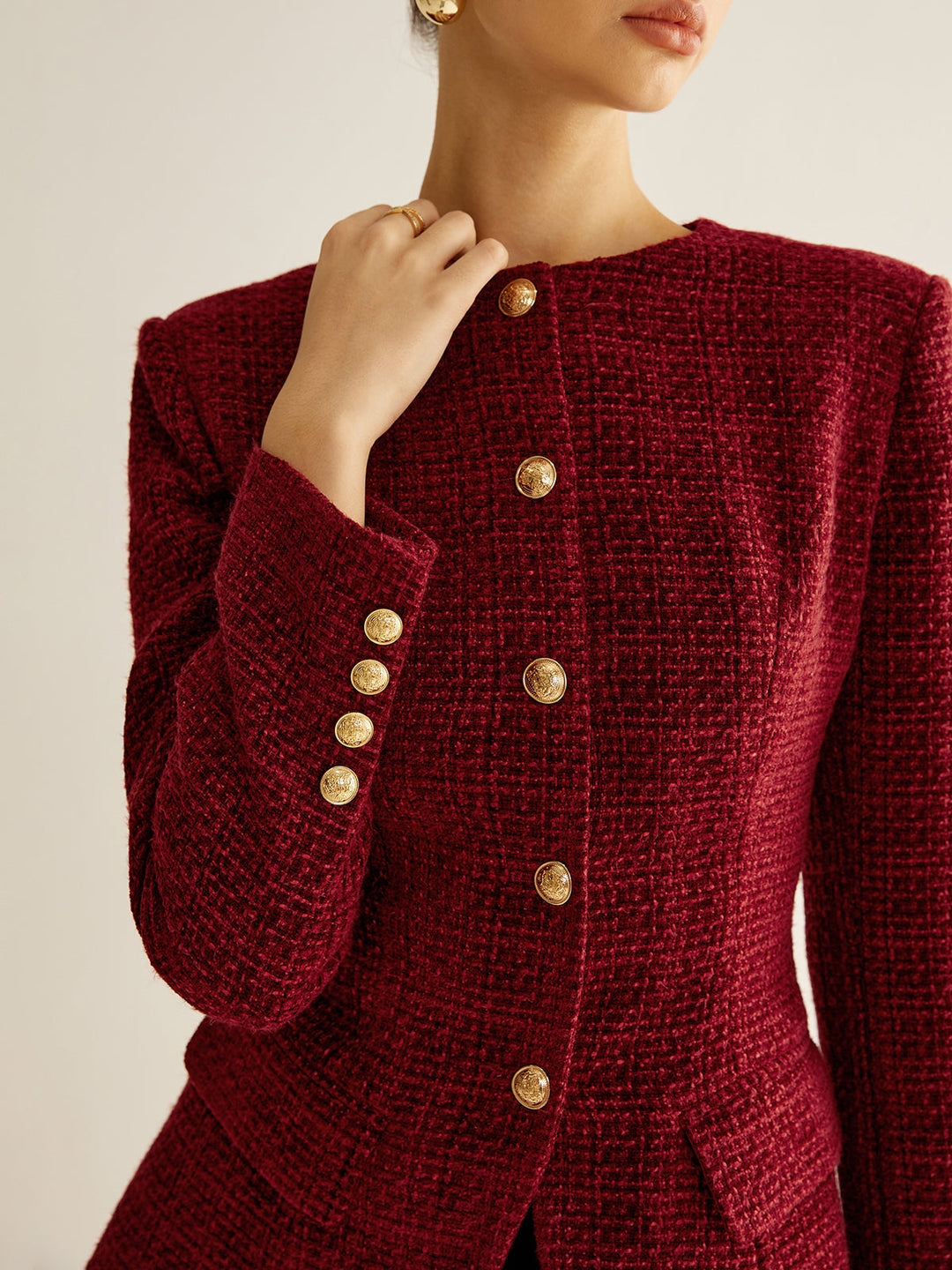 Button Down Slit Tweed Blazer  Liora Lane Boutique Blazers