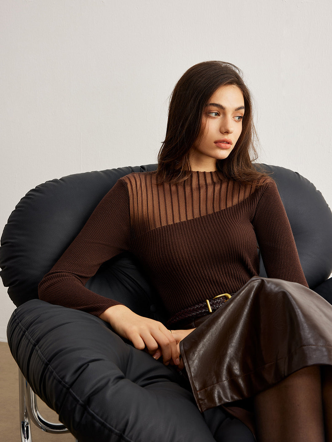 Retro Wool-Blend Panel Slim Sweater  Liora Lane Boutique Sweaters