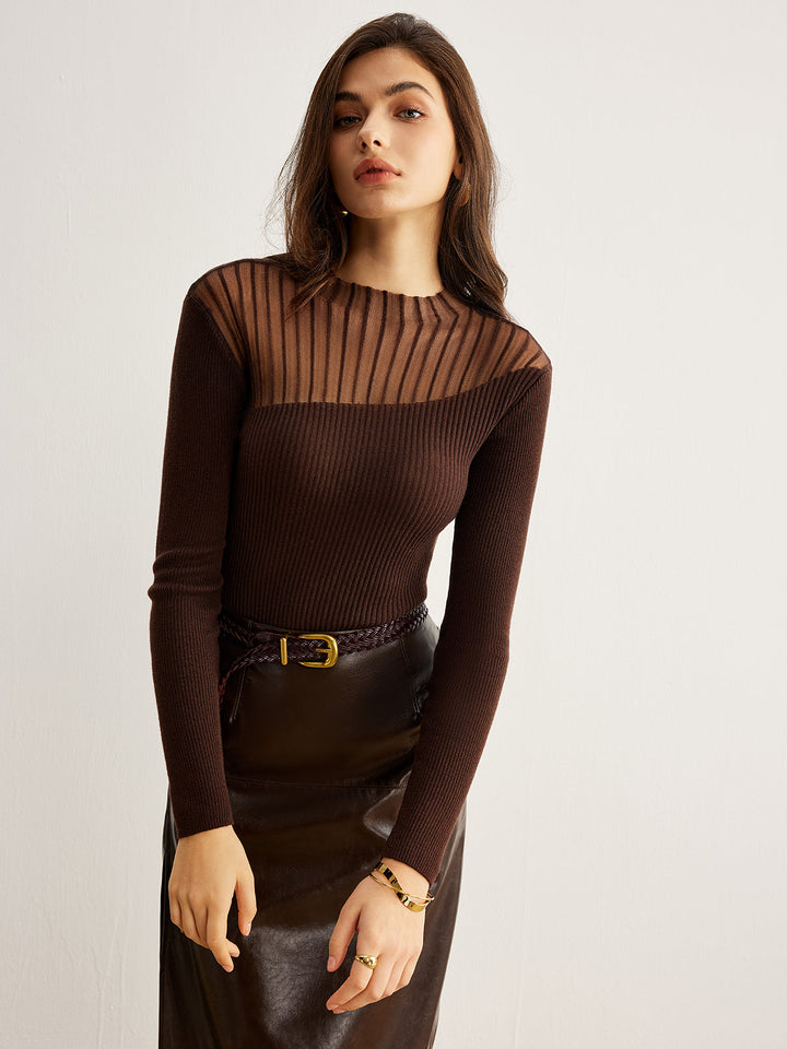 Retro Wool-Blend Panel Slim Sweater  Liora Lane Boutique Sweaters