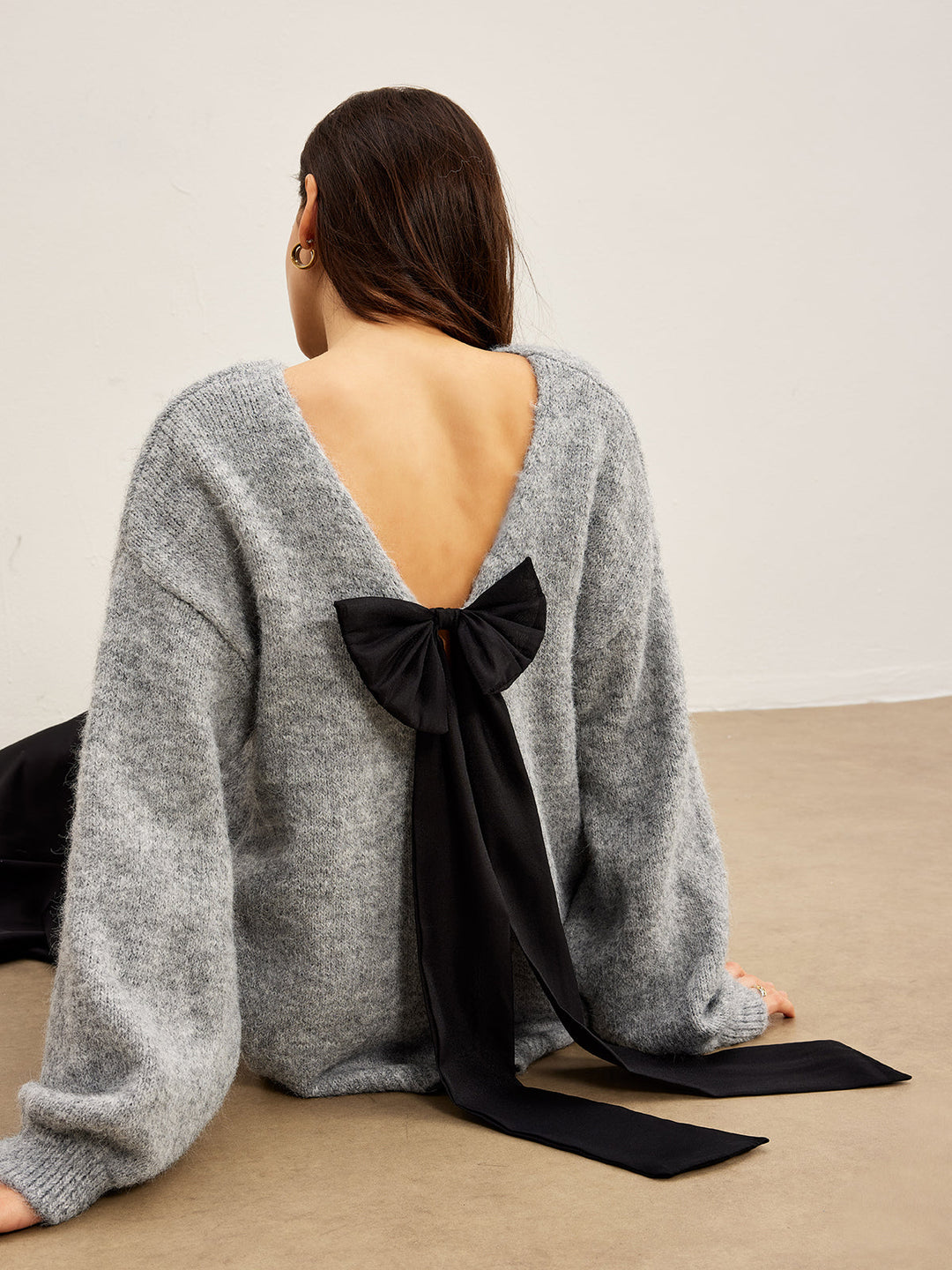 Backless Bow Shift Sweater  Liora Lane Boutique Sweaters