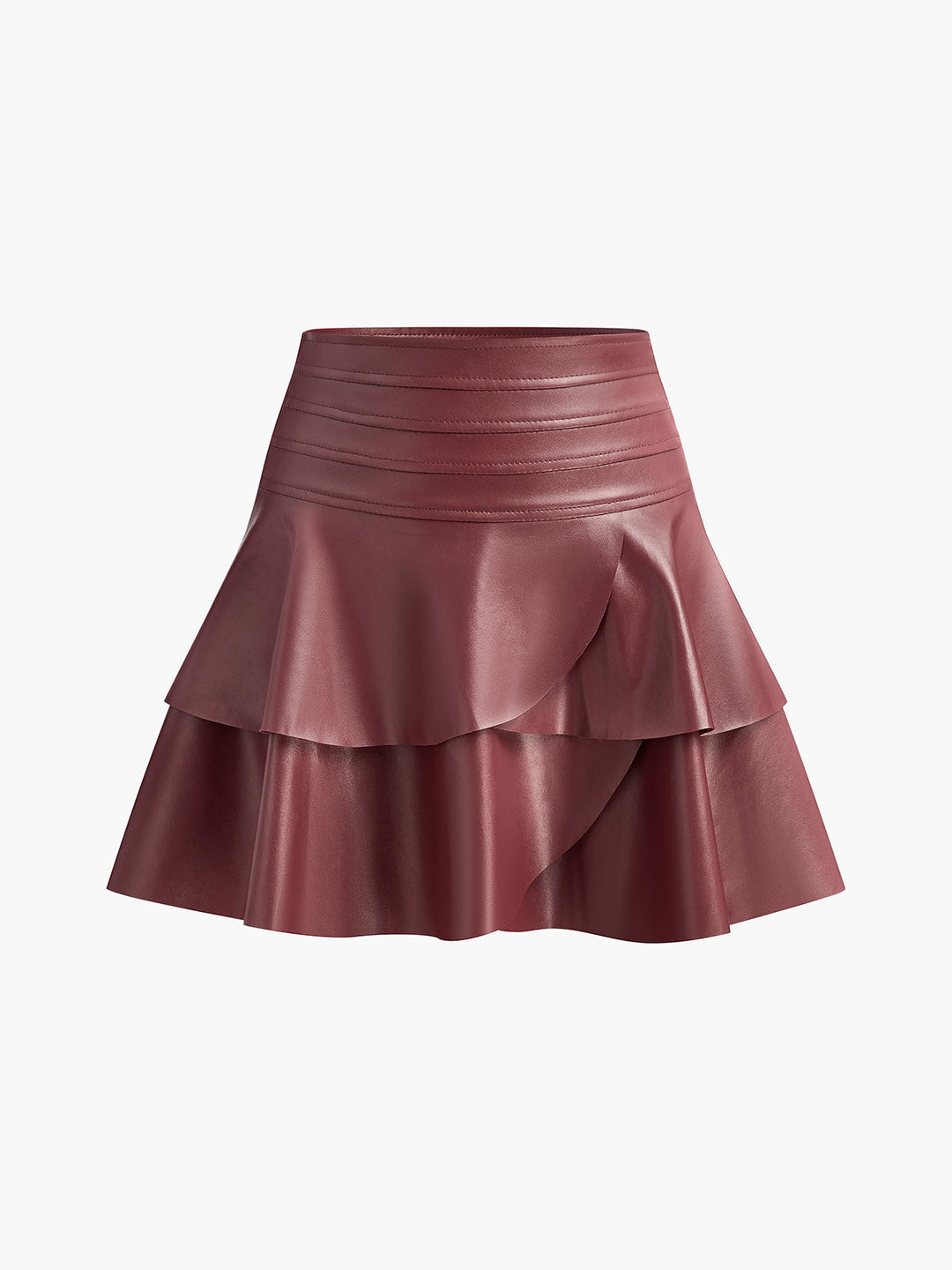 High-Waist Ruffle Skirt  Liora Lane Boutique Skirts Burgundy / XL 29.00