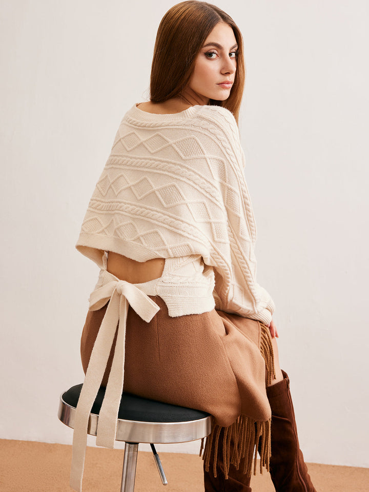 Tie Back Cable Knit Top  Liora Lane Boutique Knit Tops