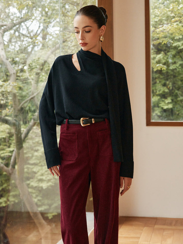 Minimalist Wool-Blend Scarf Sweater  Liora Lane Boutique Sweaters