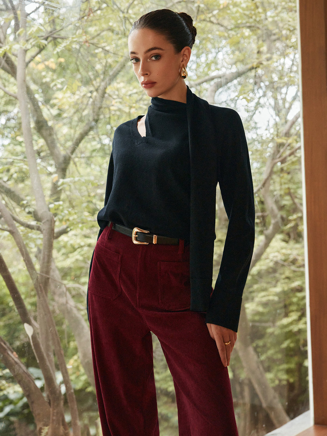 Minimalist Wool-Blend Scarf Sweater  Liora Lane Boutique Sweaters