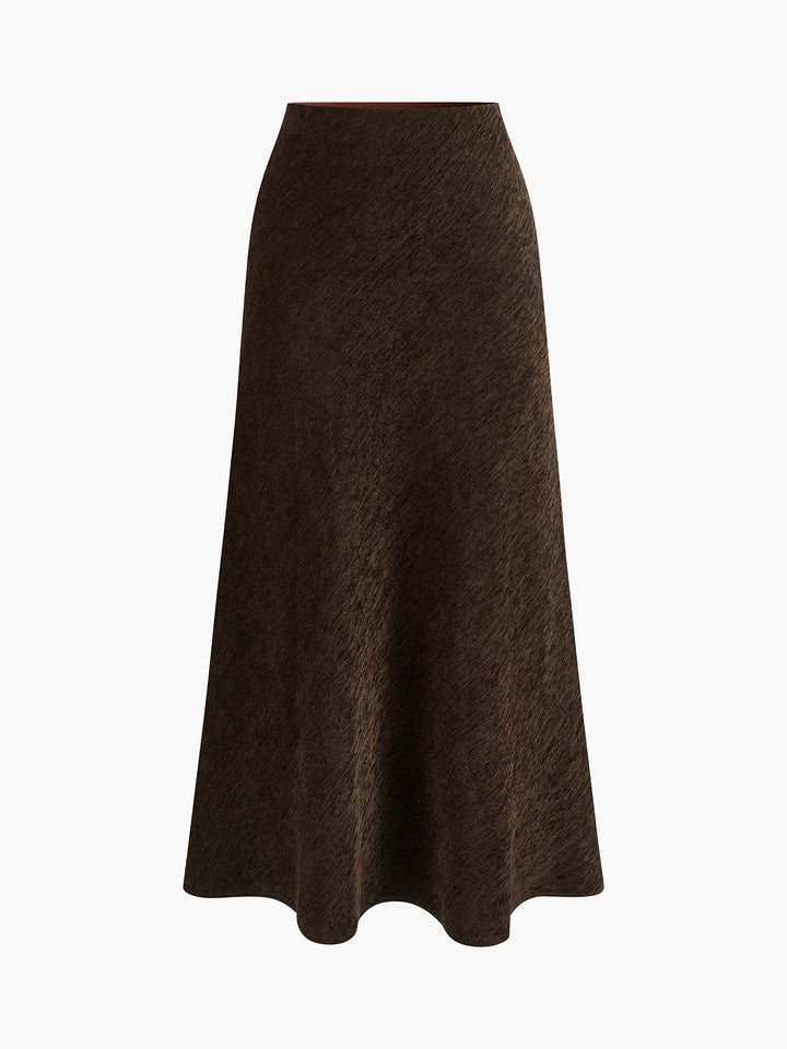 Minimalist Corduroy Draped Skirt  Liora Lane Boutique Skirts Dark Brown / XL 69.99