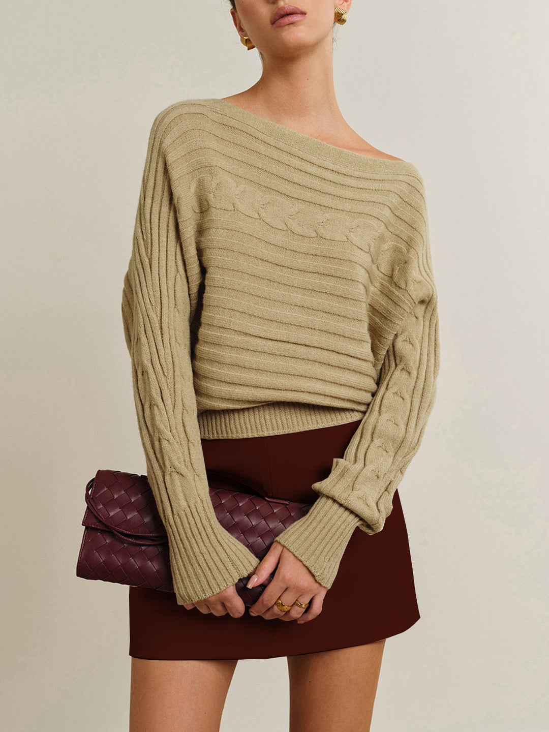 Straight Neck Twist Sweater  Liora Lane Boutique Sweaters