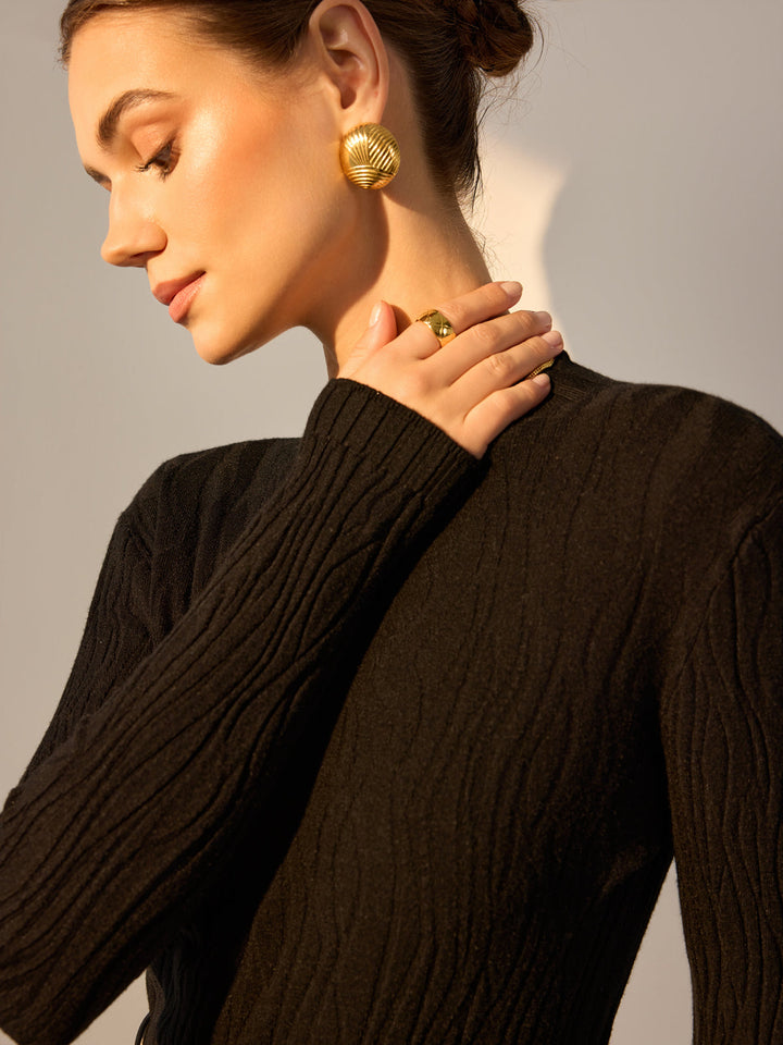 Minimalist Slim Plisse Knit Top  Liora Lane Boutique Knit Tops